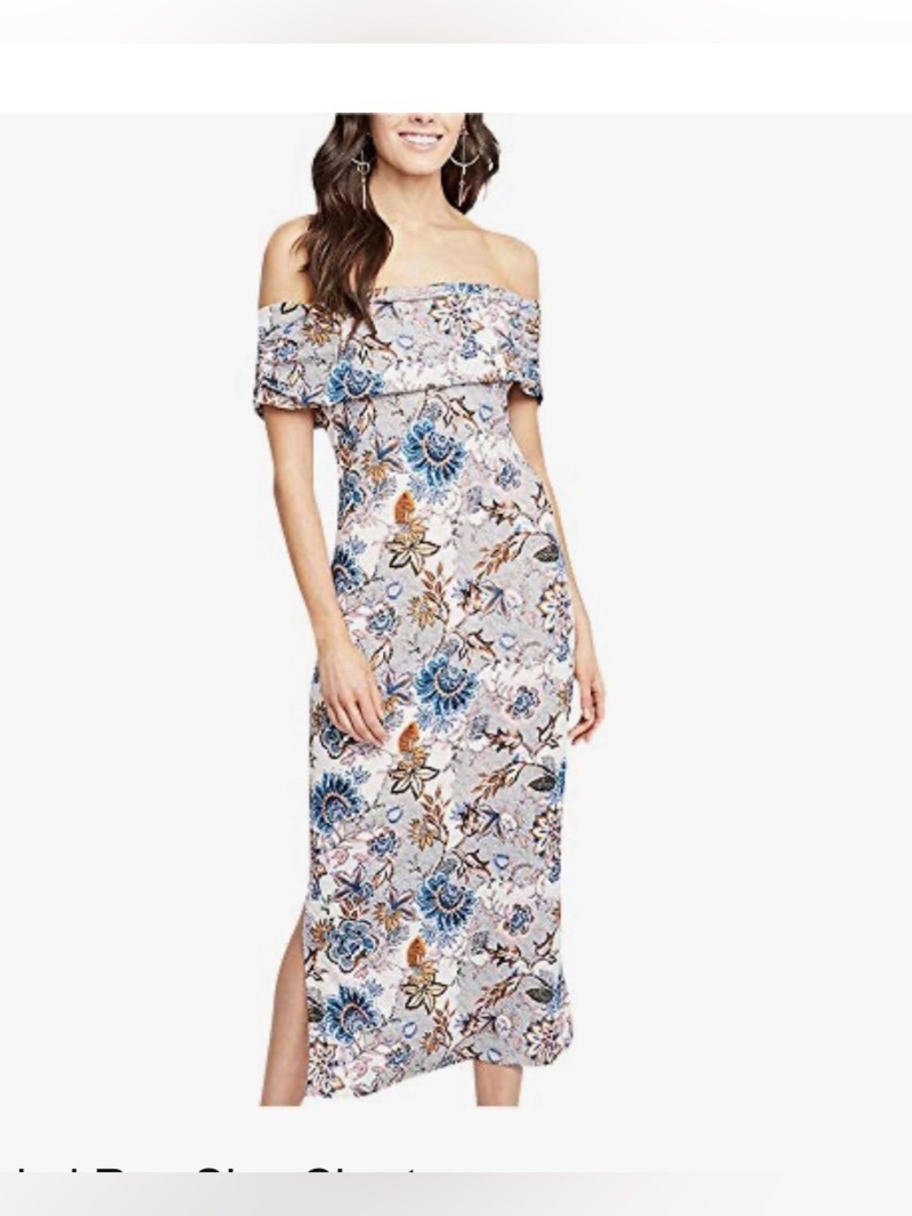 Rachel Roy Floral Off Shoulder Midi Dress Med MSRP $63